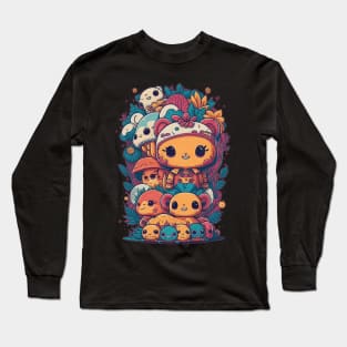 Kawaii Dreams - Where Cute Characters Roam Long Sleeve T-Shirt